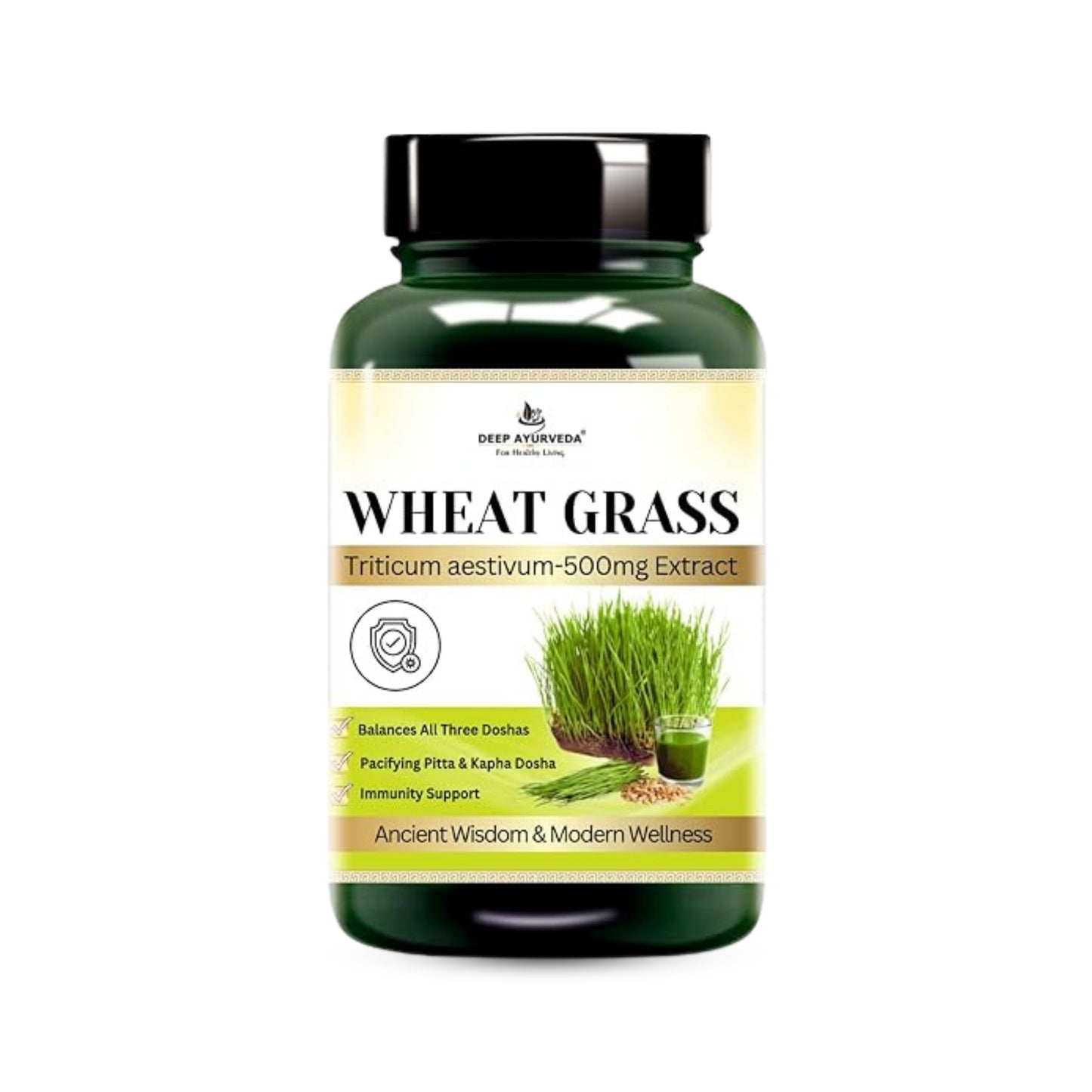 Wheatgrass Vegan Capsule 10:1 extract | Rich in Vitamins, Minerals, and Antioxidants | Immune Function & Enhance Energy Levels - Deep Ayurveda India