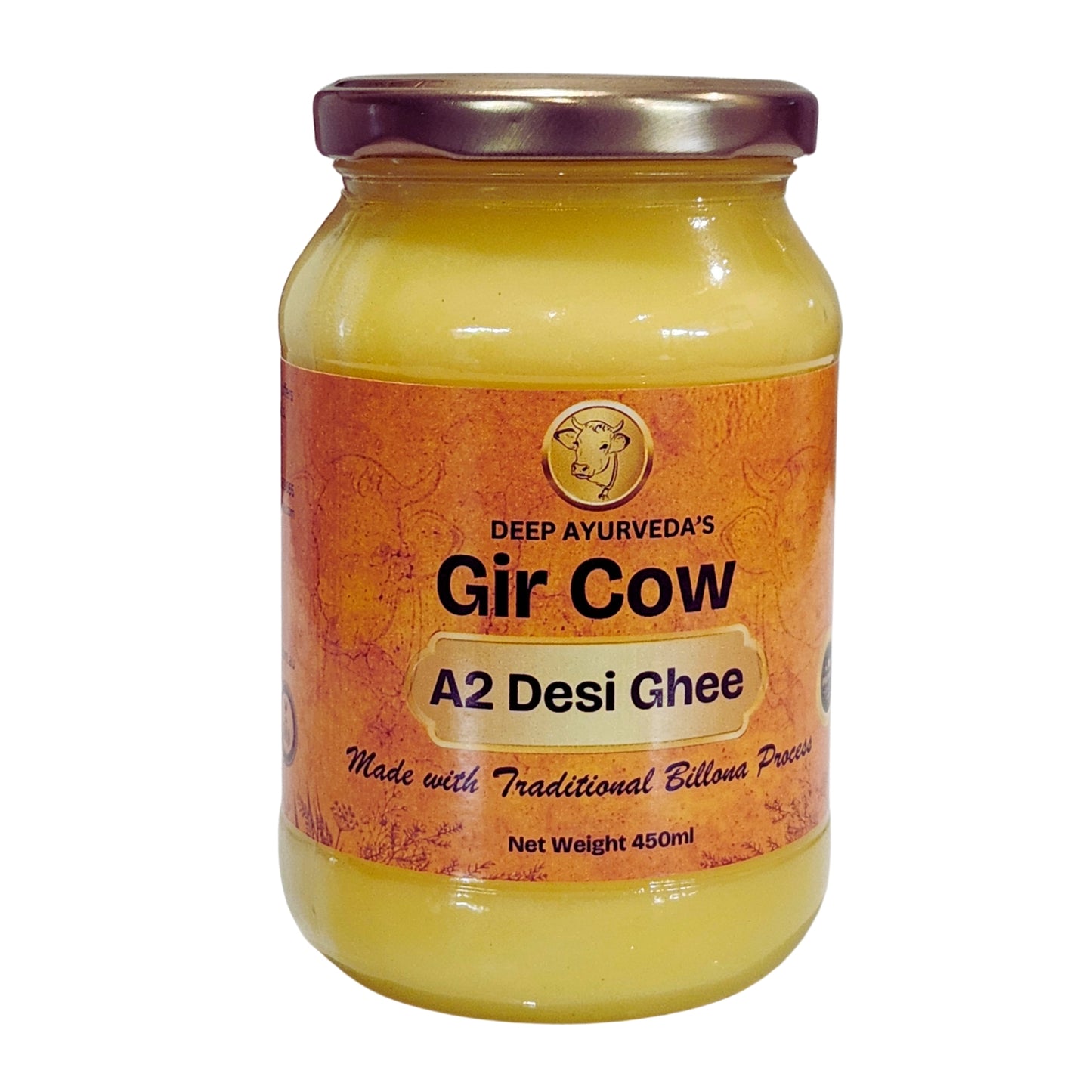 GIR Cow Organic A2 Pure Desi Ghee by Deep Ayurveda | Made with Ancient Bilona method, Curd churned-450ml