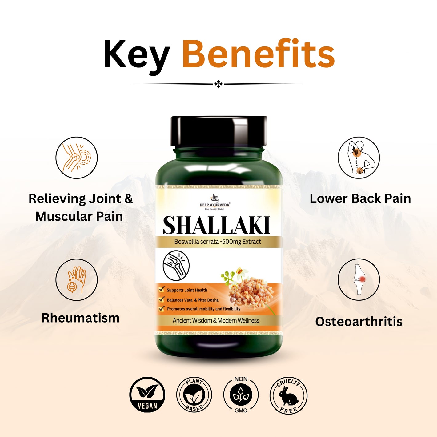 Shallaki ( Boswellia serrata ) Extract Vegan Capsule | Bone Health, Joint pain, Stiffness, and Inflammation - Deep Ayurveda India