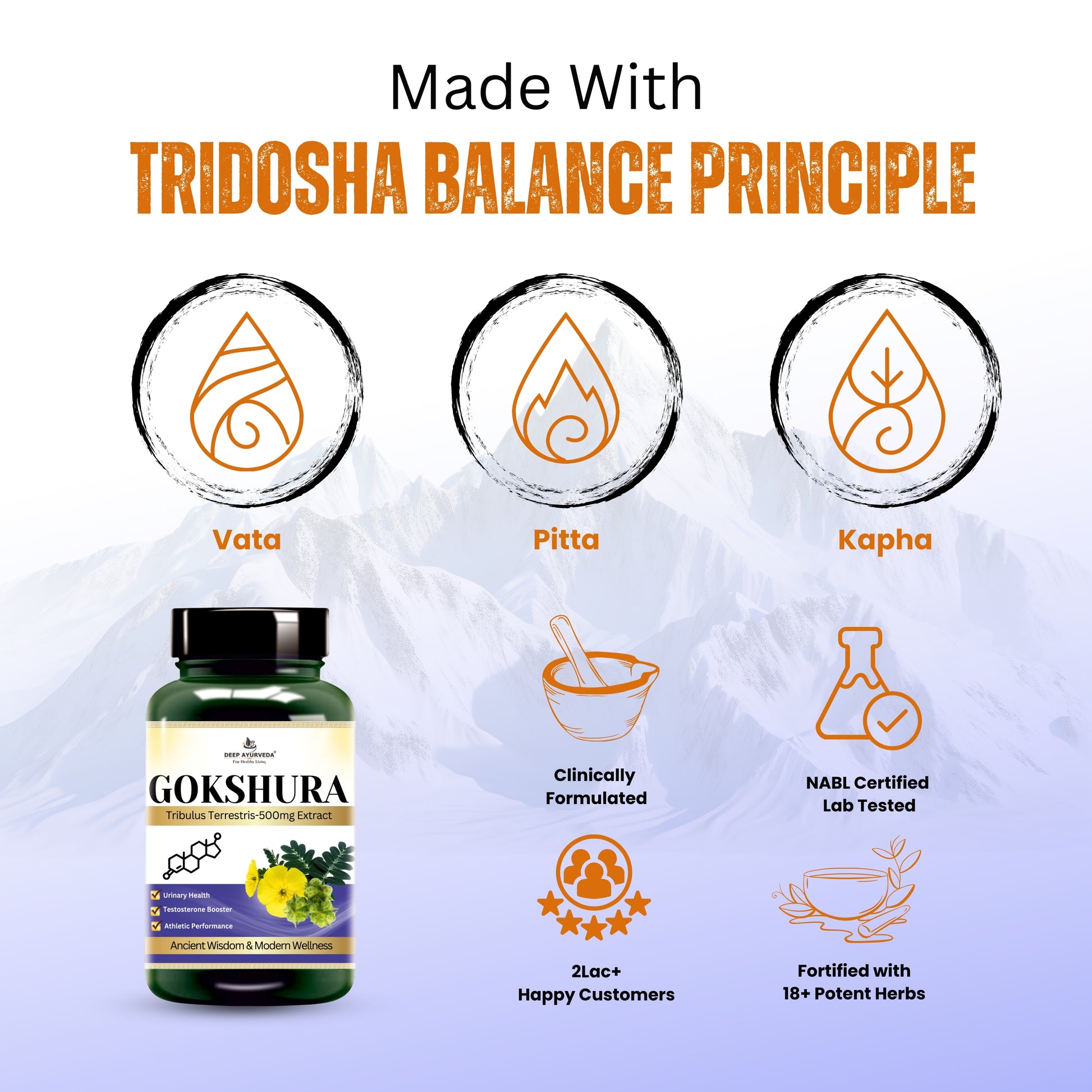 Gokhshura (Tribulus Terrestris) 10:1 Extract Based Vegan Capsule-500mg | Testosterone & Support Vitality & Strength - Deep Ayurveda India