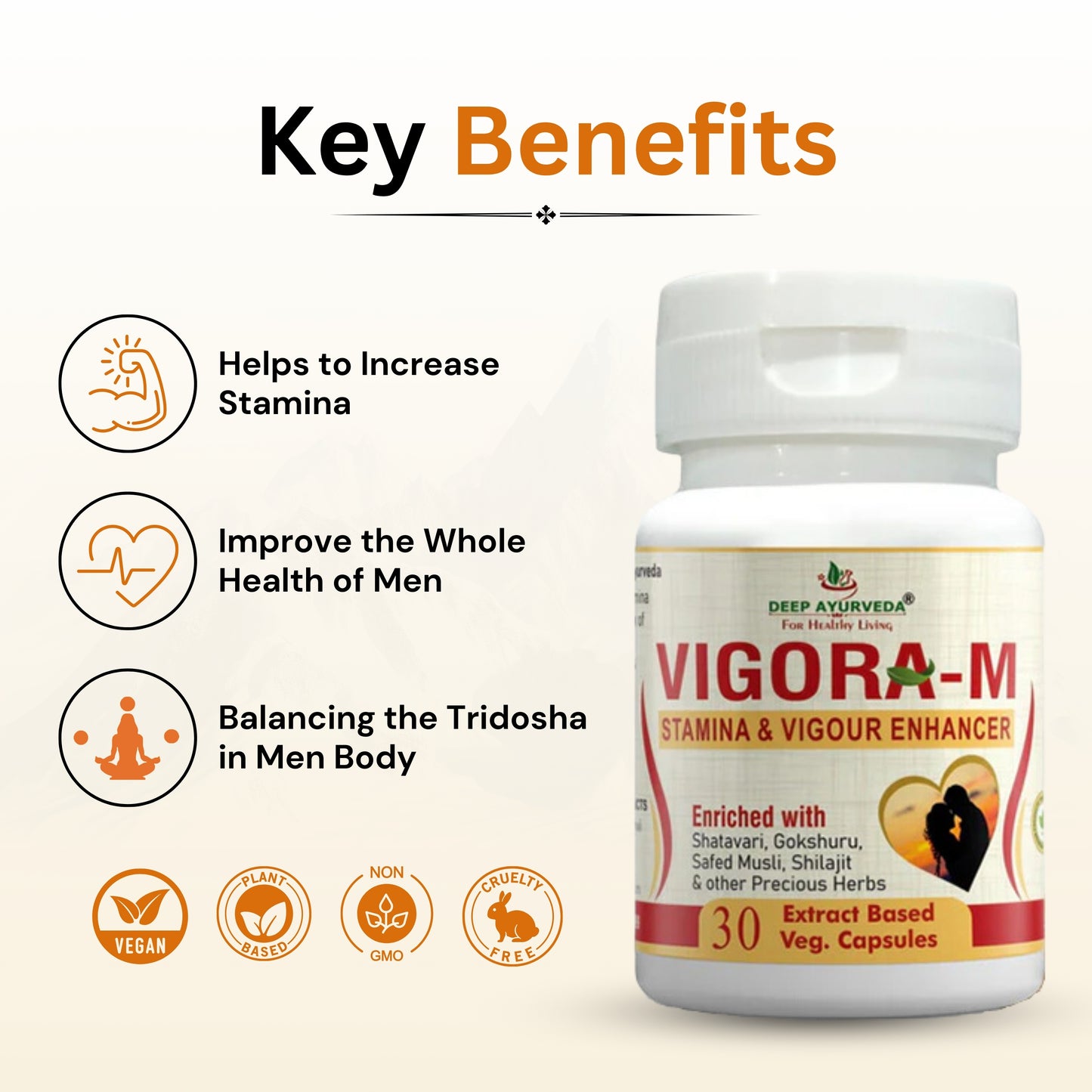 Vigo ra-M for Male Wellness | Stamina & Energy Booster Vegan Capsule - Deep Ayurveda India