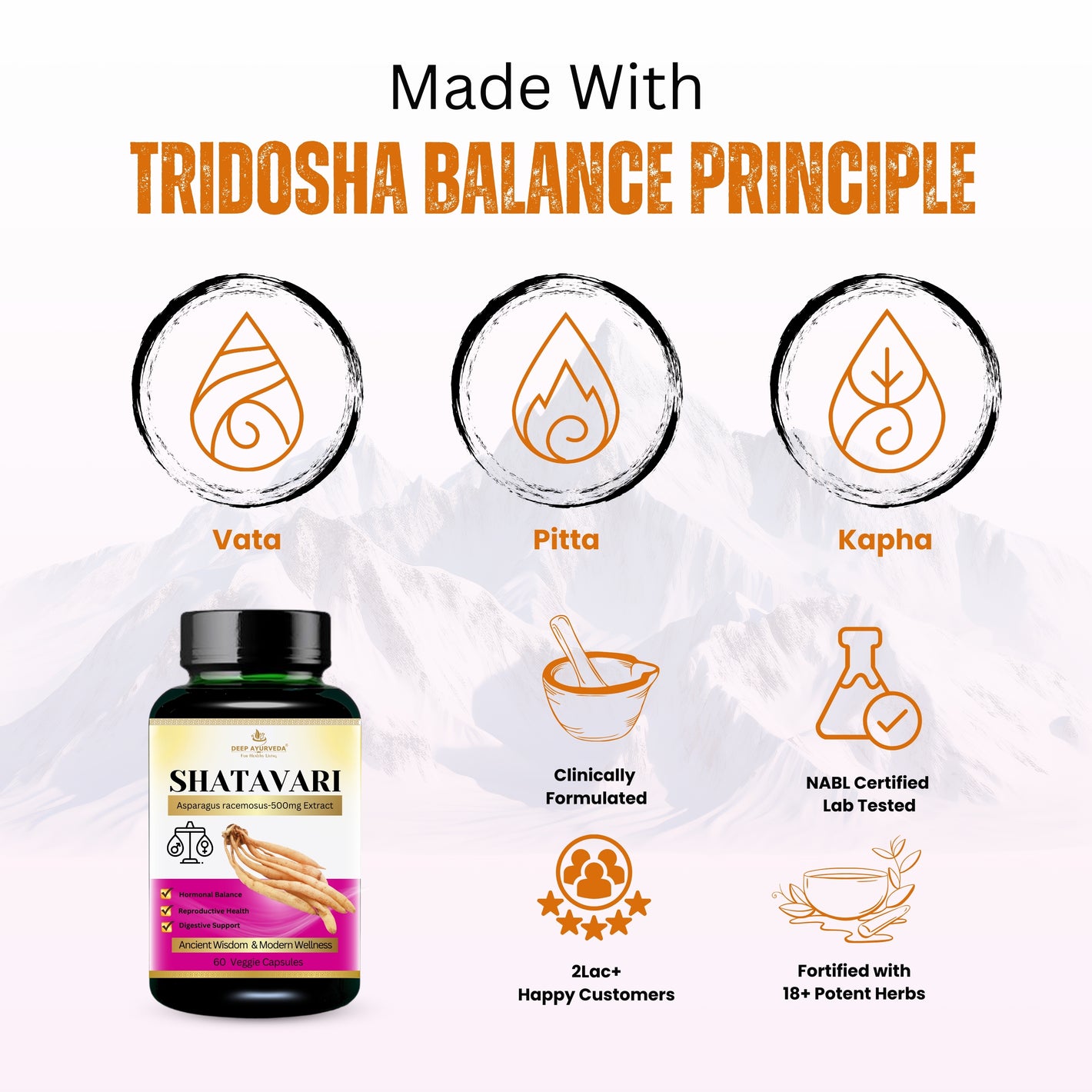 Shatavari Vegan Capsule 10:1 Root Extract | Support Women's Wellness, Hormonal Balance, managing stress, Boost Immune system & Good Digestion. - Deep Ayurveda India