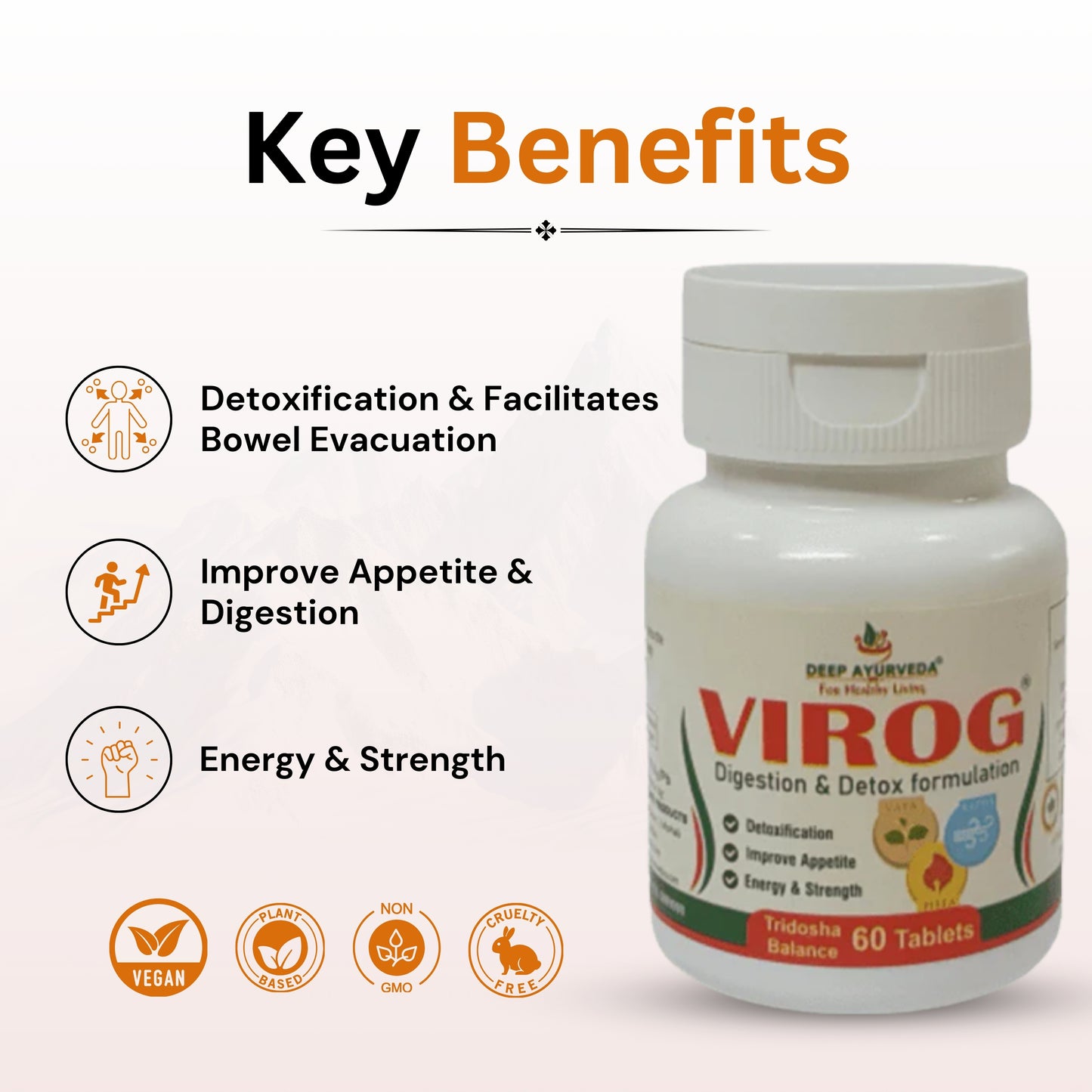 Virog Tridosha Balance Tablet | For Digestion Care and Detoxification - Deep Ayurveda India