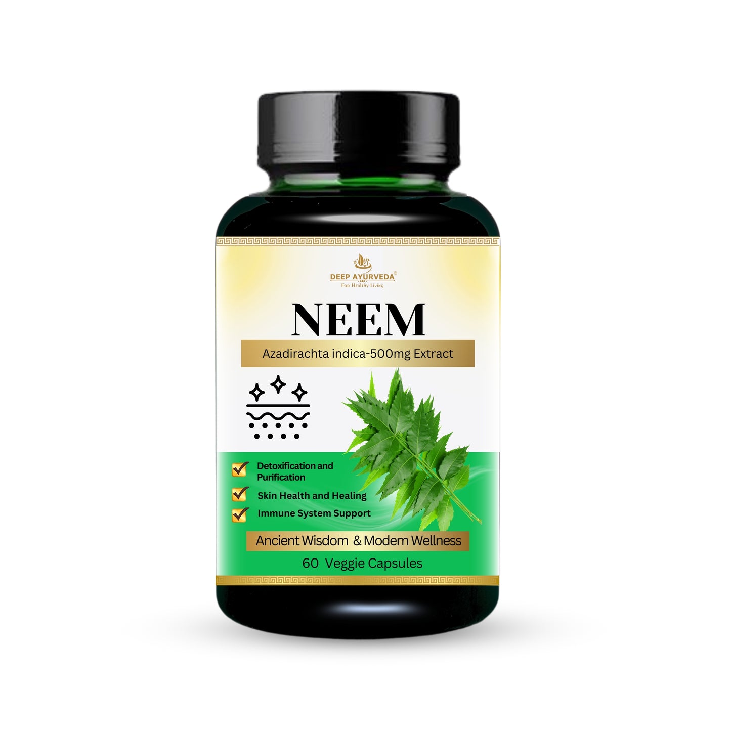 Neem ( Azadirachta indica ) Vegan Capsule | Blood Purifier, Skin care, detoxification, and Supporting Overall Health - Deep Ayurveda India