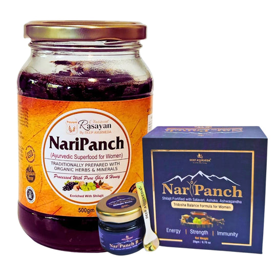 NariPanch Ayurvedic Superfood + NariPanch Shilajit Resin for Women Well Being- Combo Pack