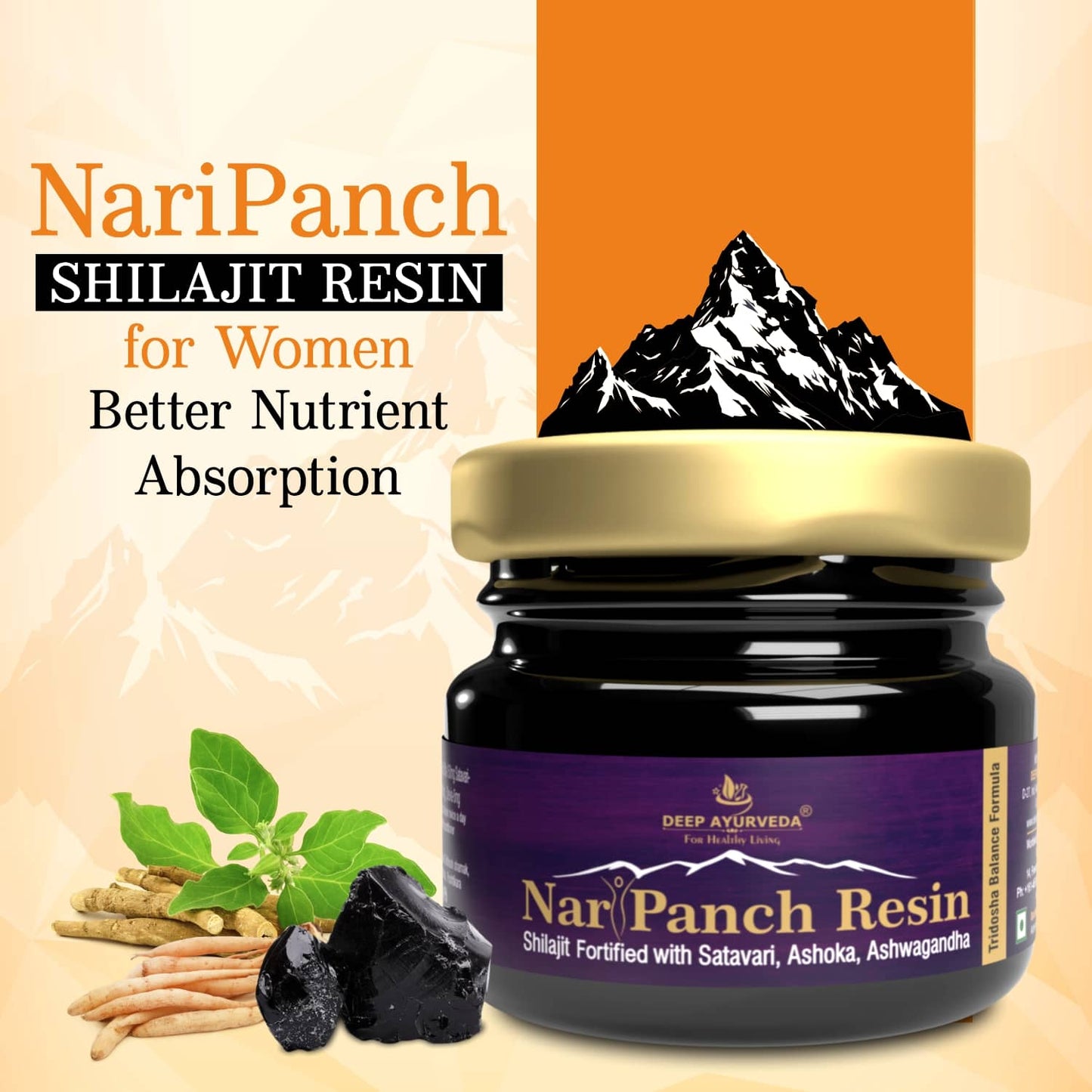 NariPanch Shilajit Resin for Women | Shilajit Support Women's Overall Wellbeing-20gm