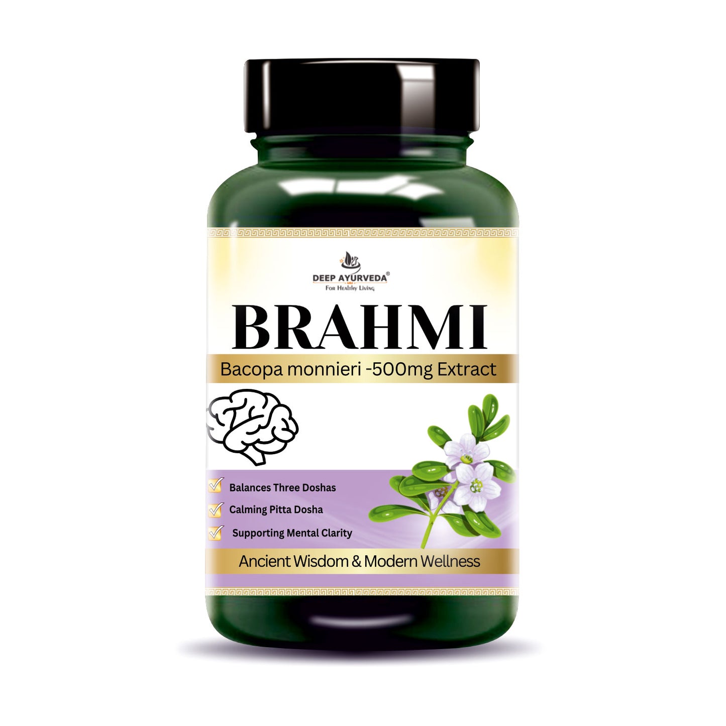 Brahmi (Bacopa monnieri) Vegan Capsule Made with 10:1 Extract | Reduce Anxiety, Stress, &  Mental Clarity