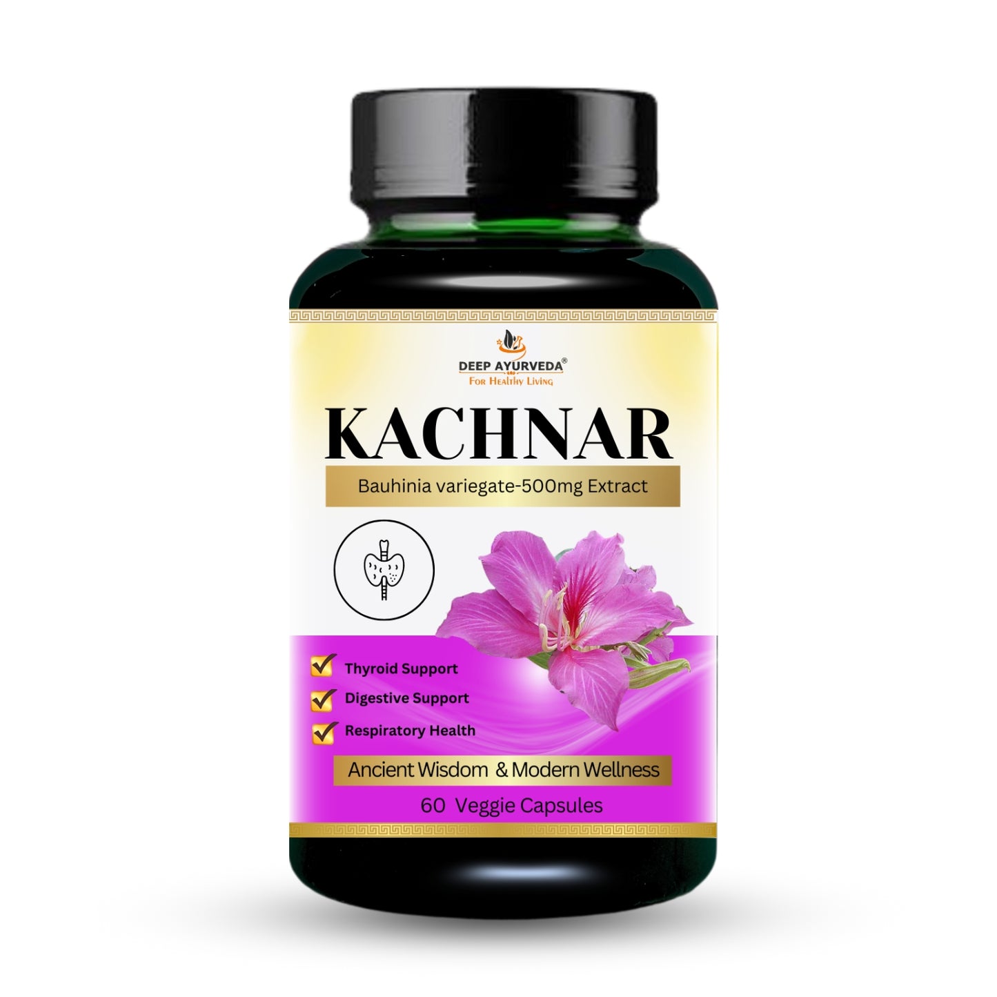 Kachnar Vegan Capsule-500mg Extract of Bauhinia variegate |  Skin Care, Healthy Thyroid Function & Digestive Health