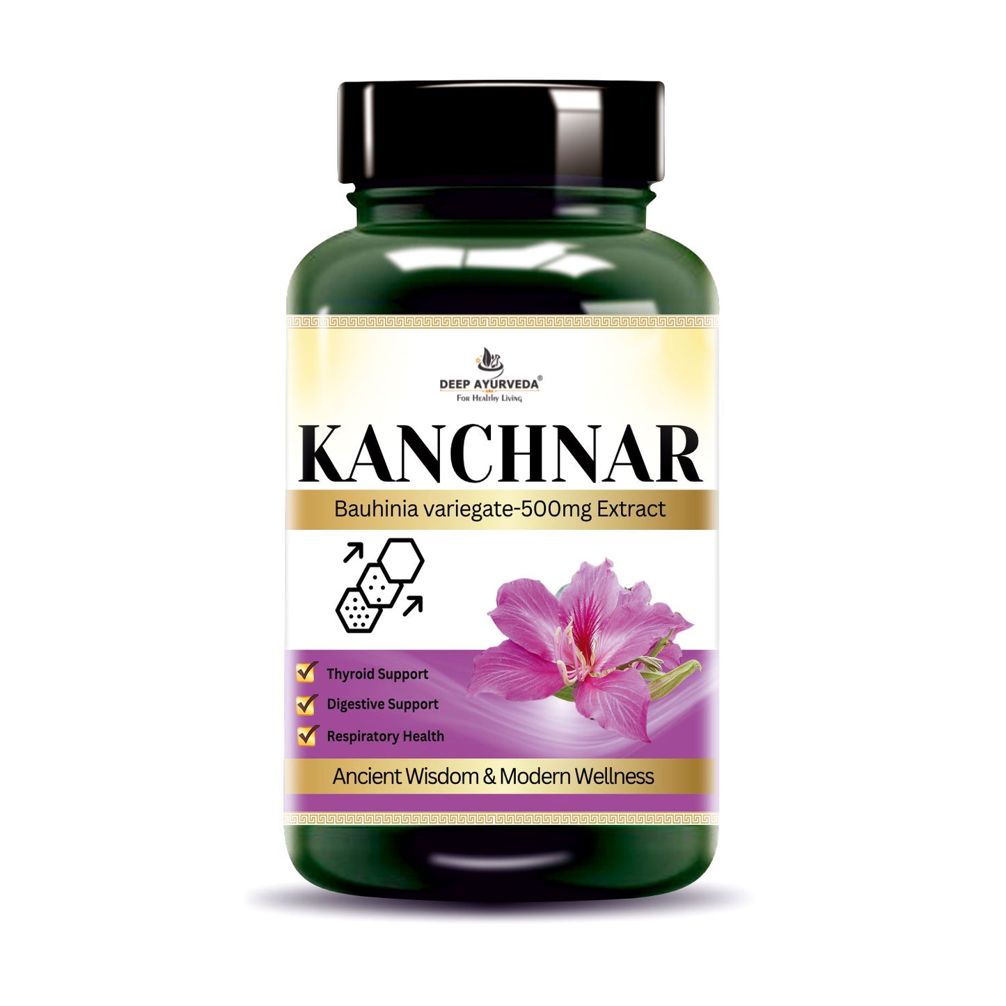 Kanchnar Vegan Capsule-500mg Extract of Bauhinia variegate |  Skin Care, Healthy Thyroid Function & Digestive Health