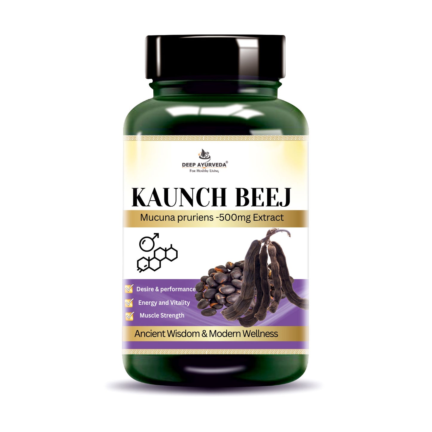 Kaunch beej Vegan Capsule 10:1 Extract Based for Extra Strength & Vitality | Testosterone Support