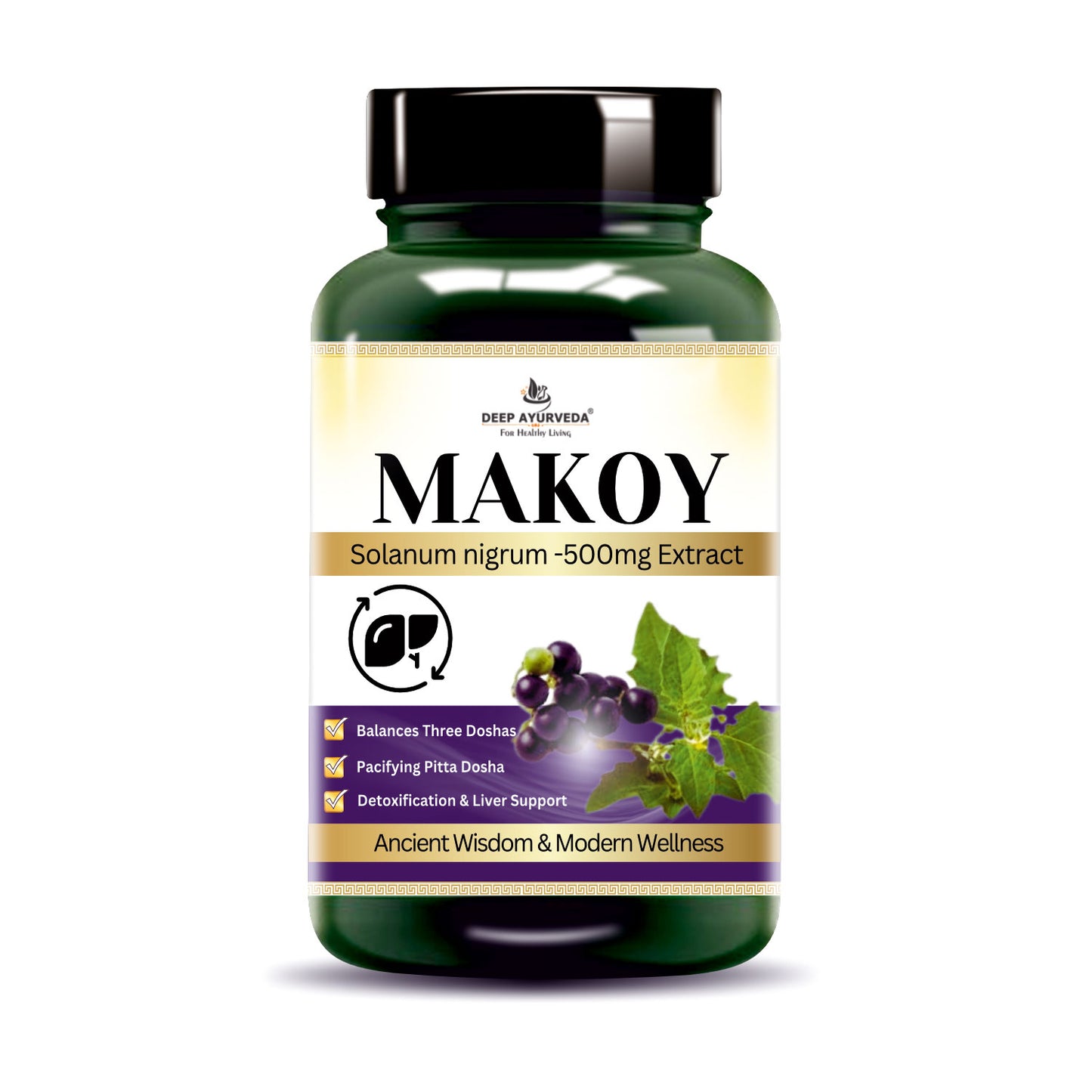 Makoy (Solanum nigrum) Vegan Capsule Liver Health, Aid digestion, Improve Appetite and Detoxification