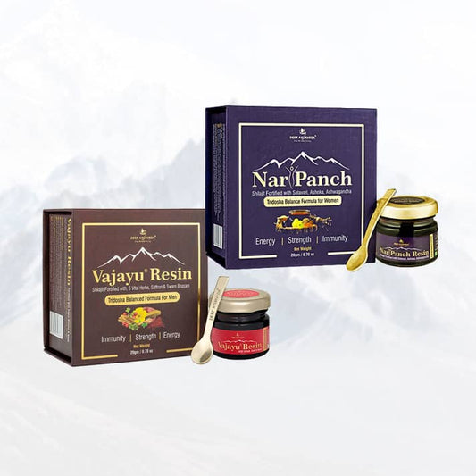 Vajayu Shilajit Gold for Men & NariPanch Shilajit Resin for Women Combo Pack - Deep Ayurveda India