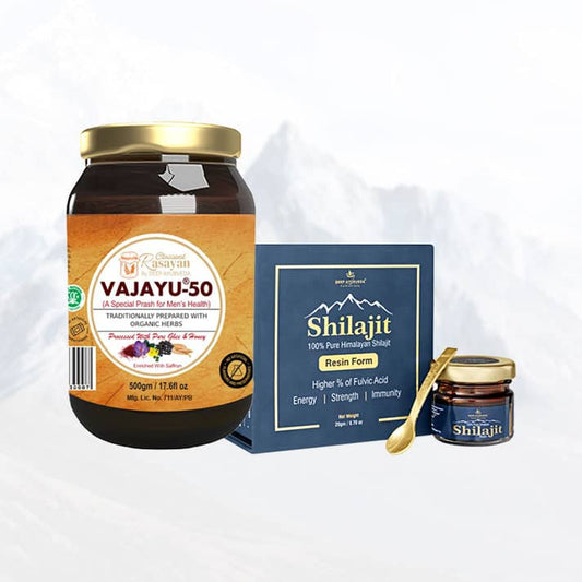 Vajayu® Prash+ Shilajit Resin Combo Pack to Boost Testosterone, Improve  Strength & Vitality