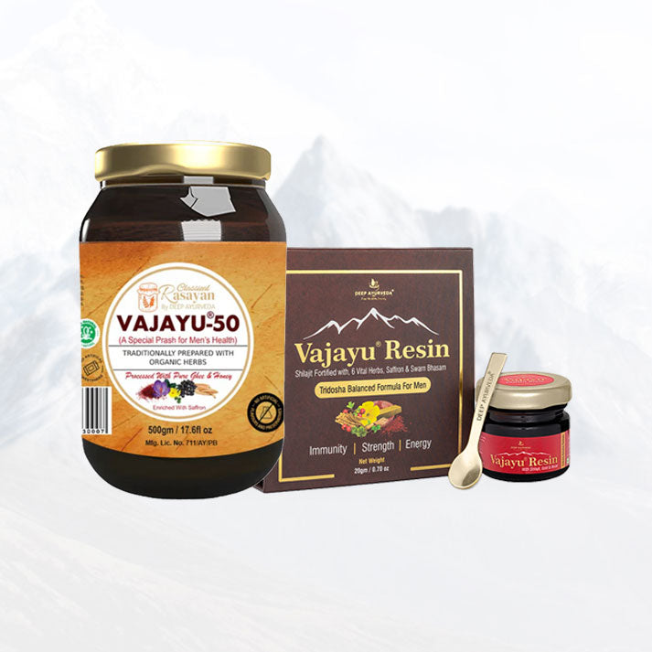 Vajayu 50 Prash + Pure Shilajit Gold Resin Combo | Boost Testosterone, Improve Strength & Stamina | Remove Performance Anxiety